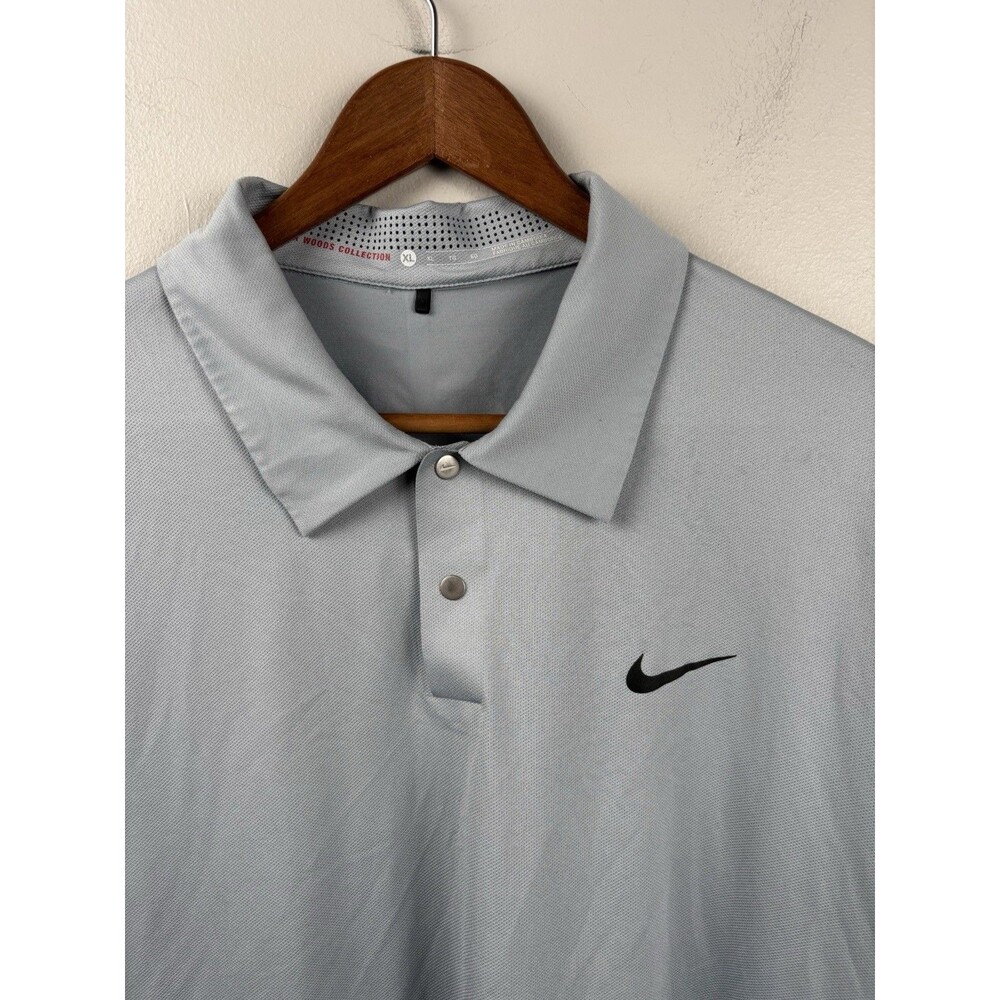 Nike Golf TW Tiger Woods Collection Dri-Fit XL Gray Polo - Snap Buttons
